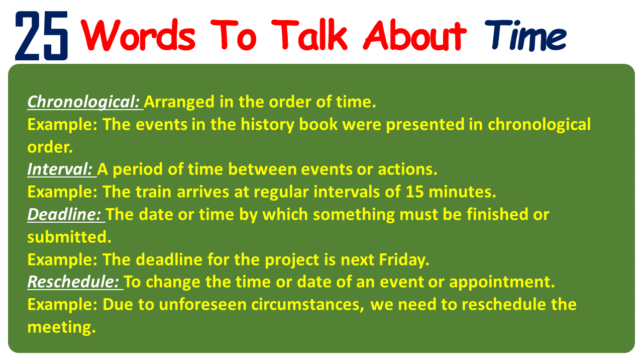 Time Related Words In English